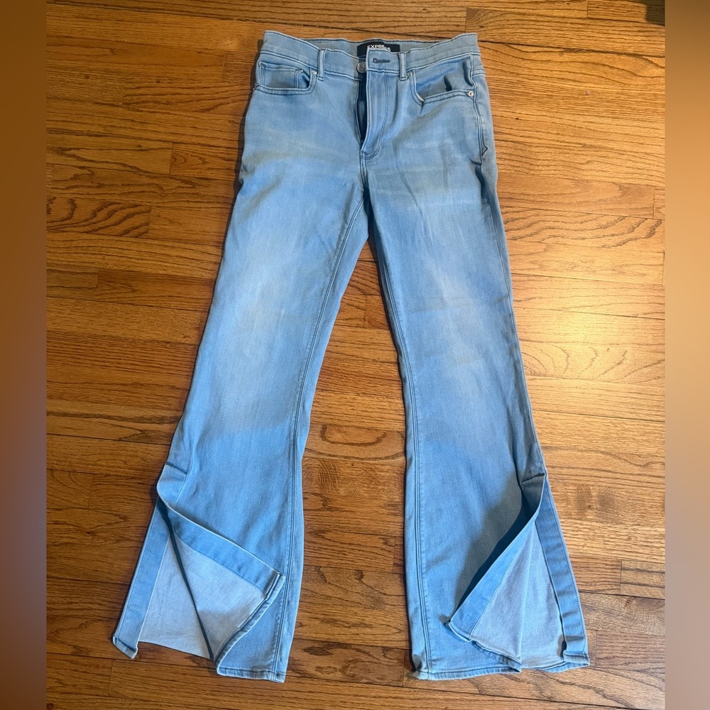 Express Light Blue Split Leg Jeans